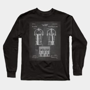 Wine Cooler Patent - Wine Lover Kitchen Café Décor Art - Black Chalkboard Long Sleeve T-Shirt